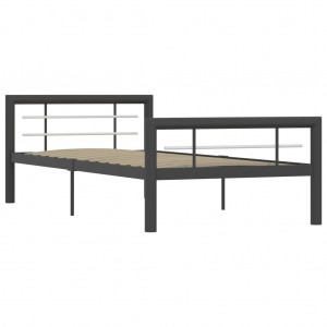 Estrutura de cama 100x200 cm metal cinzento e branco H