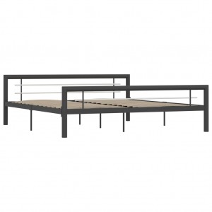 Estructura de cama de metal gris y blanco 180x200 cm H