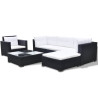 Set muebles de jardín y cojines 6 piezas ratán sintético negro 4
