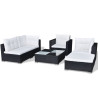 6 pcs conjunto lounge de jardim c/ almofadões vime PE preto 5