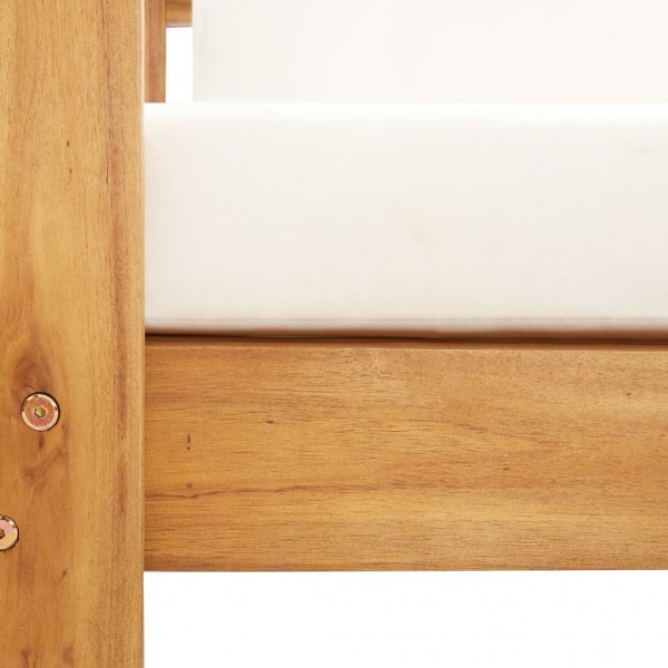 Silla de jardín con cojín madera maciza de acacia color crema M 5