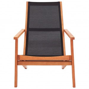 Silla de jardín de madera maciza de eucalipto y textilene negro H