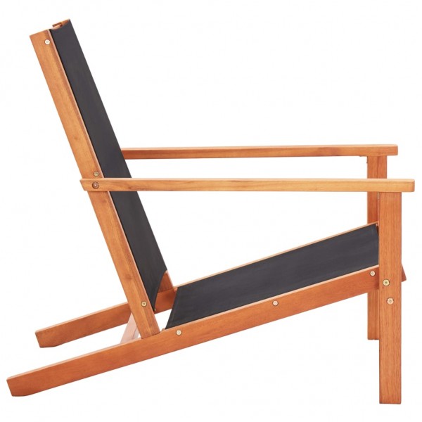 Silla de jardín de madera maciza de eucalipto y textilene negro M 3