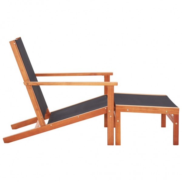 Silla de jardín con reposapiés madera de eucalipto y textilene M 3