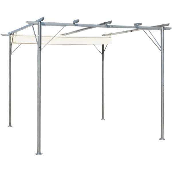 Pérgola con tejado retráctil acero color blanco crema 3x3 m D