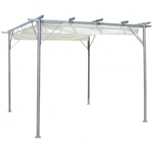 Pérgola com toldo retrátil 3x3 m aço branco nata H