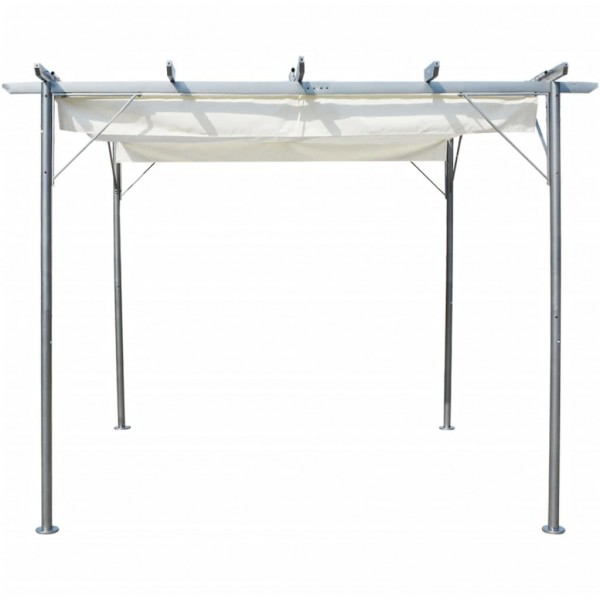 Pérgola com toldo retrátil 3x3 m aço branco nata M 4