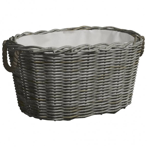 Cesta para leña con asas de transporte sauce gris 60x40x28 cm D