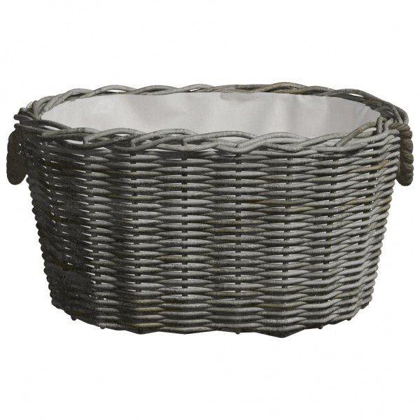 Cesta para leña con asas de transporte sauce gris 60x40x28 cm M 4