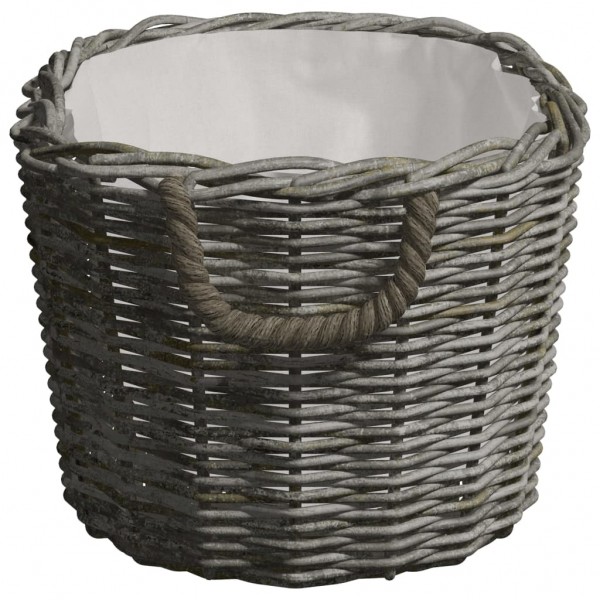 Cesta para leña con asas de transporte sauce gris 60x40x28 cm M 5