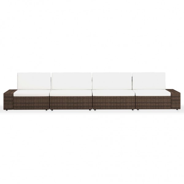 Juego de muebles de jardín 4 piezas ratán sintético marrón M 3