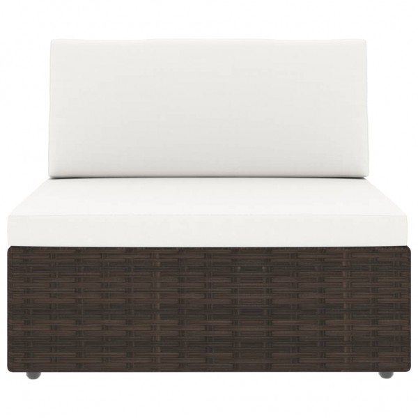 7 pcs conjunto lounge para jardim vime PE castanho M 3