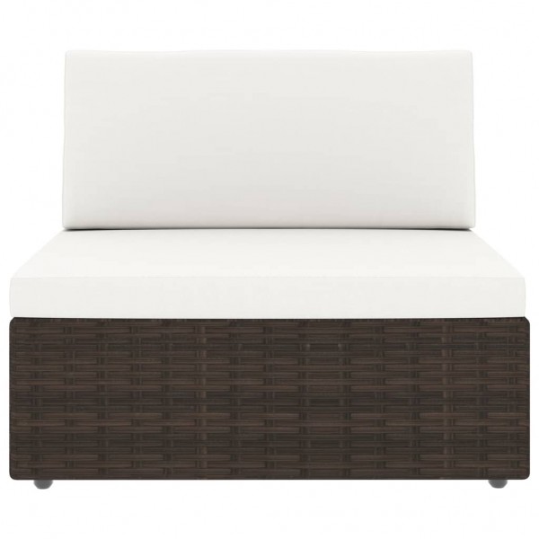 2 pcs conjunto lounge para jardim vime PE castanho M 4