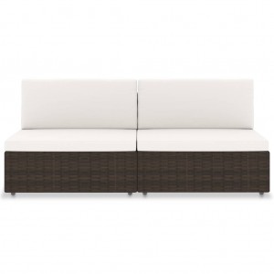 Sofá seccional de 2 plazas de ratán sintético marrón H