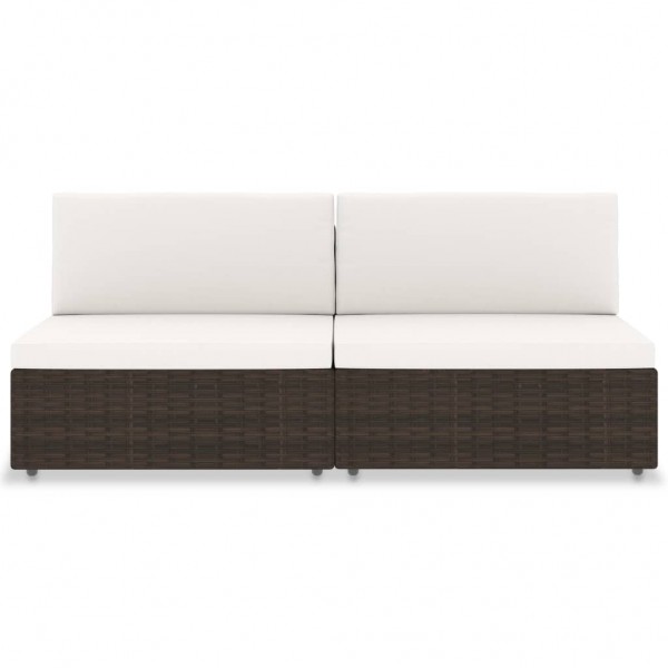 Sofá seccional de 2 plazas de ratán sintético marrón M 2