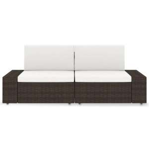 Sofá seccional de 2 plazas de ratán sintético marrón H