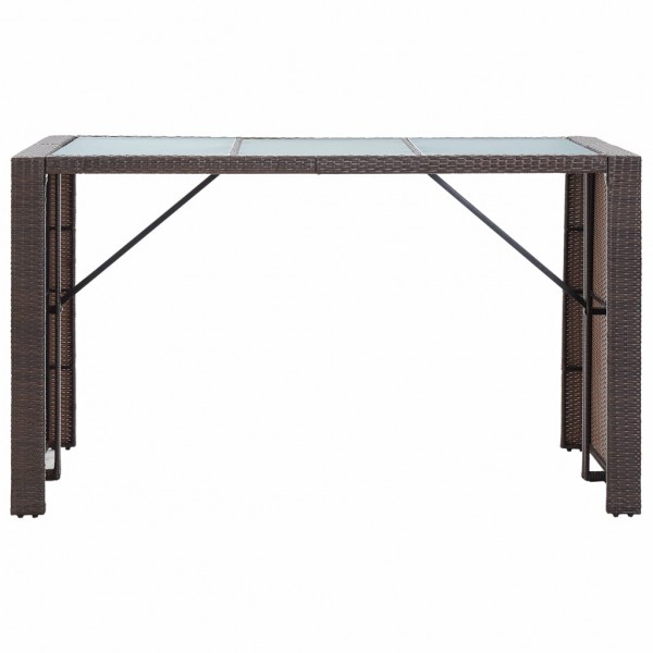 Set de bar para jardín 7 pzas y cojines ratán sintético marrón M 5