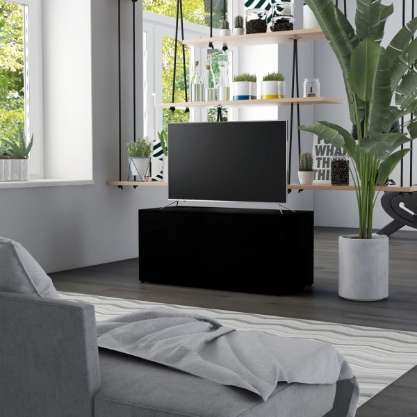 Mueble para TV madera contrachapada negro 80x34x36 cm D