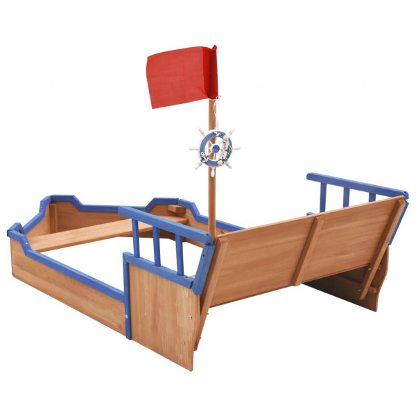 Arenero en forma de barco pirata madera de abeto 190x94.5x101cm M 5