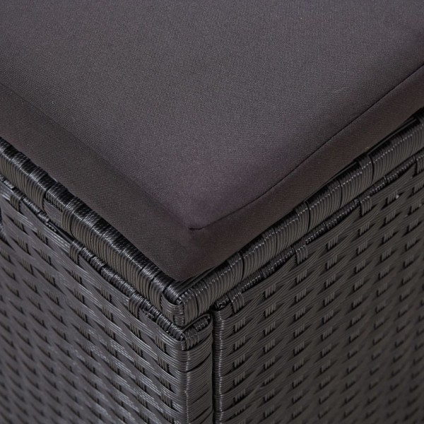 6 pcs conjunto lounge de jardim c/ almofadões vime PE preto M 5