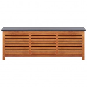 Caja de almacenaje jardín madera maciza eucalipto 150x50x55 cm H