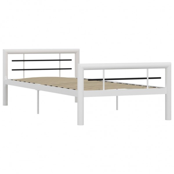 Estrutura de cama 100x200 cm metal branco e preto M 2