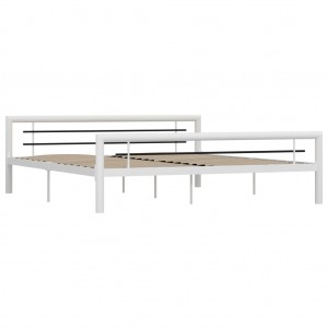 Estrutura de cama 180x200 cm metal branco e preto H