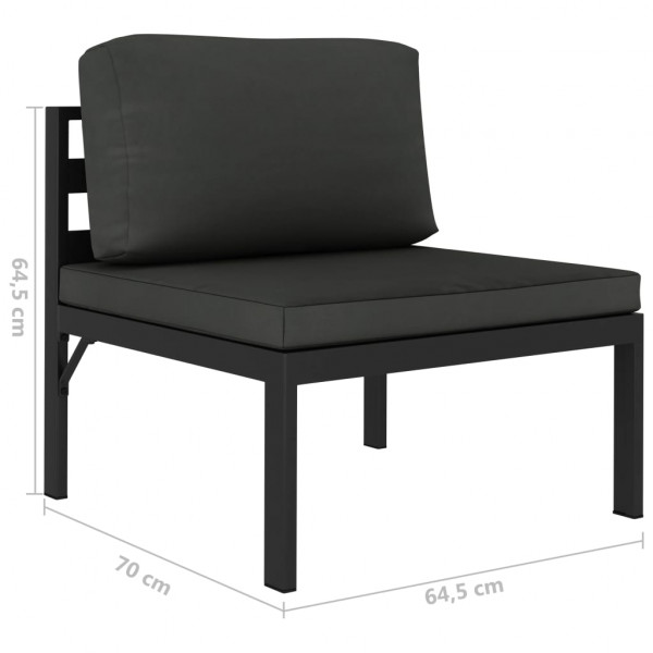 3 pcs conjunto lounge jardim com almofadões alumínio antracite M 5