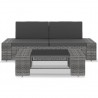 3 pcs conjunto lounge de jardim vime PE cinzento 2