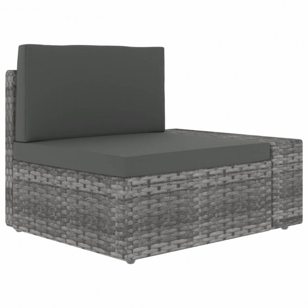 Juego de muebles de jardín 3 piezas ratán sintético gris M 5
