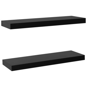 Prateleiras de parede suspensas 2 pcs 60x20x3.8 cm preto H