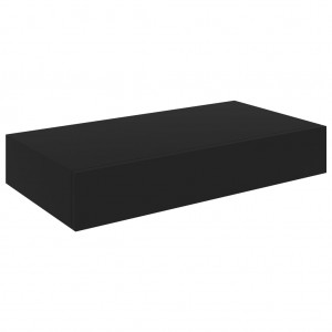 Estante de pared flotante con cajón negro 48x25x8 cm H