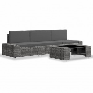 Juego de muebles de jardín 4 piezas ratán sintético gris H