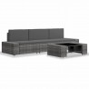4 pcs conjunto lounge para jardim vime PE cinzento 2
