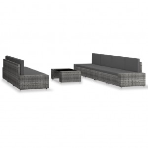 Juego de muebles de jardín 8 piezas ratán sintético gris H