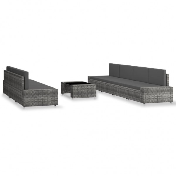 Juego de muebles de jardín 8 piezas ratán sintético gris M 2
