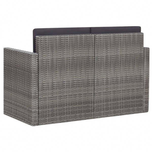 Sofá de jardín de 2 plazas con cojines ratán sintético gris M 4