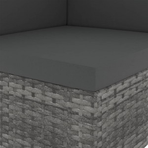 Sofá seccional de esquina de ratán sintético gris H