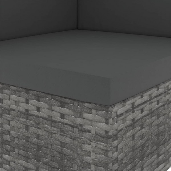 Sofá seccional de esquina de ratán sintético gris M 2