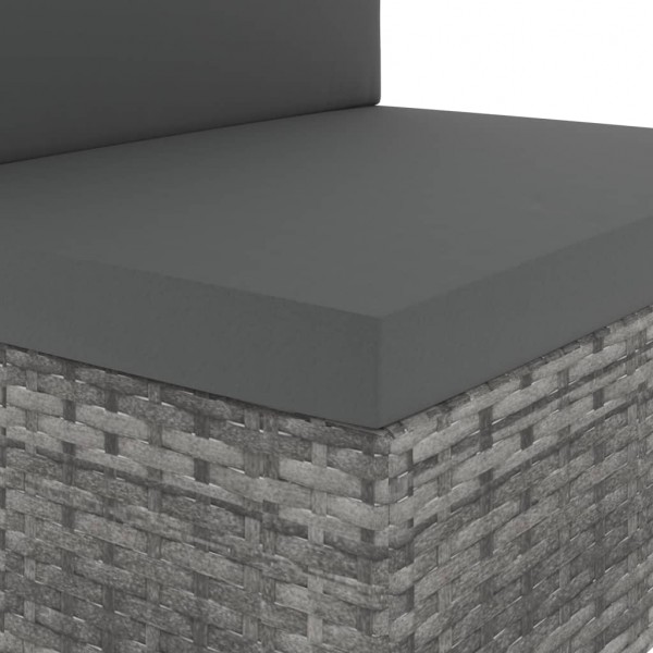 Sofá seccional de 2 plazas de ratán sintético gris M 2