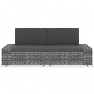 Sofá seccional de 2 plazas de ratán sintético gris H