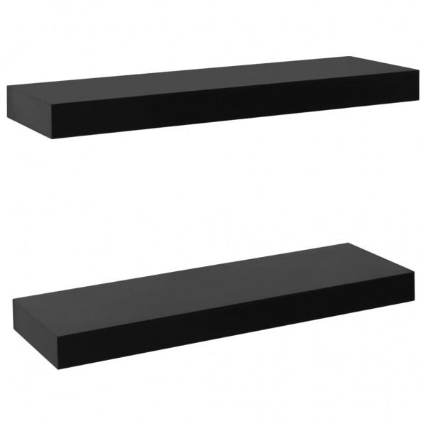 Estantes flotantes de pared 2 unidades negro 40x20x3.8 cm M 2
