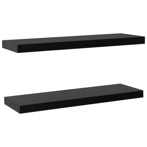 Prateleiras de parede suspensas 2 pcs 100x20x3.8 cm preto M 2