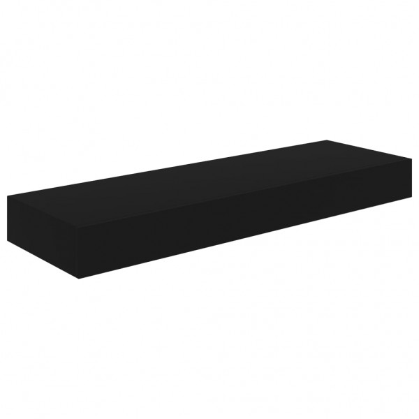 Estante de pared flotante con cajón negro 80x25x8 cm M 2
