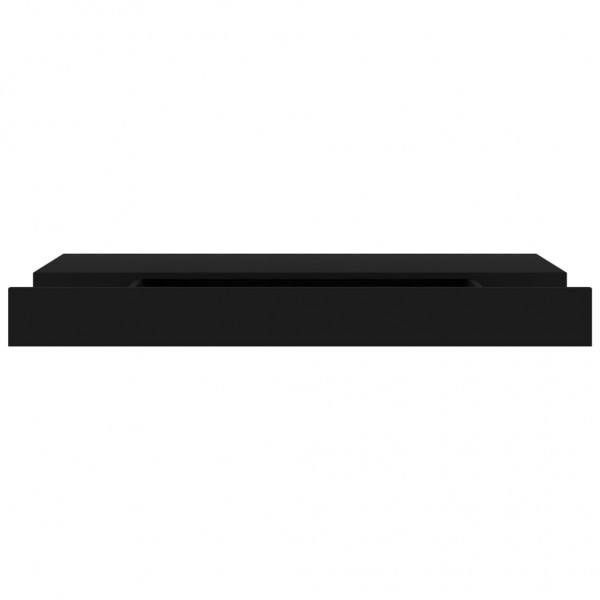 Estante de pared flotante con cajón negro 80x25x8 cm M 4