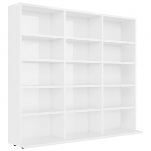 Armário para CD derivados de madeira branco brilhante H