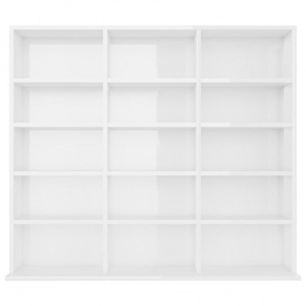 Estantería CD madera contrachapada blanco brillo 102x23x89.5 cm M 4