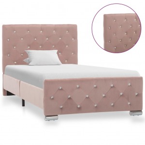 Estrutura de cama 90x200 cm veludo rosa H