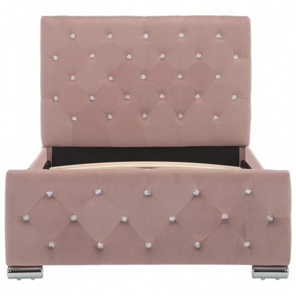 Estructura de cama de terciopelo rosa 90x200 cm M 4