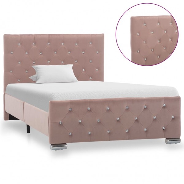 Estrutura de cama 100x200 cm veludo rosa M 2